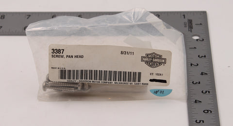 Genuine Harley-Davidson Pan Head Screw PN 3387 (Pack of 8)