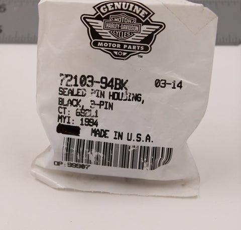 Harley-Davidson Black, 3-Pin, Sealed Pin Housing PN 72103-94BK (Pack of 2)