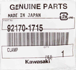 Genuine Kawasaki Clamp Part Number - 92170-1715