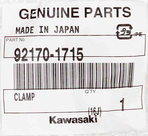 Genuine Kawasaki Clamp Part Number - 92170-1715