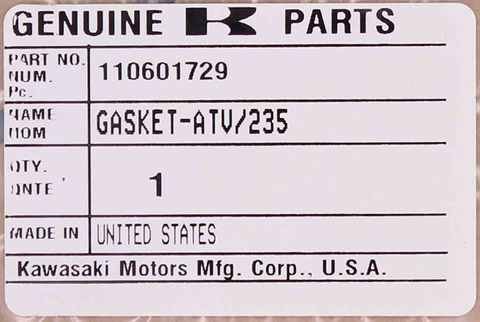 Kawasaki KA GASKET,GENERATOR COV PN 11060-1729
