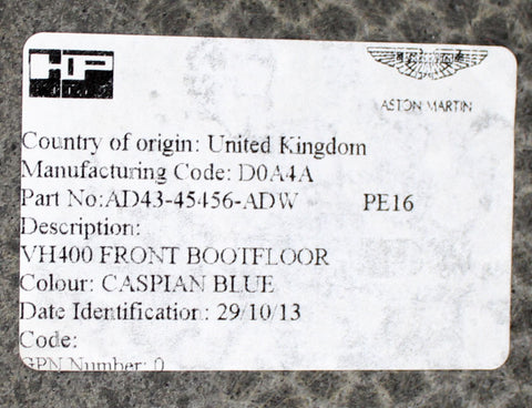 Aston Martin Floor Carpet Part Number - AD43-45456-ABW