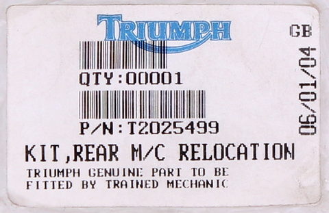 Genuine Triumph Master Cylinder Relocation Kit Part Number - T2025499