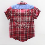 Harley-Davidson Denim Accent Short Sleeve Plaid Shirt Size Small 96006-18VW/000S