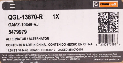 Ford Alternator Part Number - GAMZ-10346-VJ