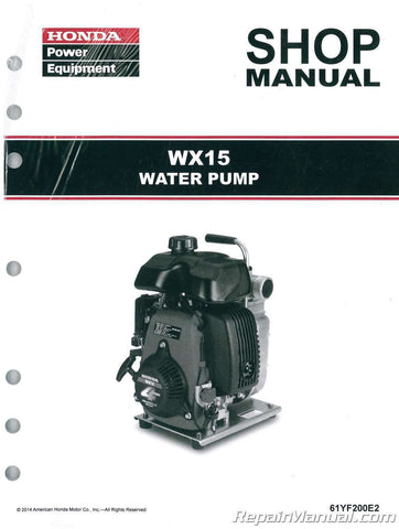 Honda Shop Manual - Water Pump WX15 Part Number - 61YF200