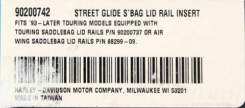 Harley-Davidson Saddle Bag Lid Rail Insert Part Number - 90200742