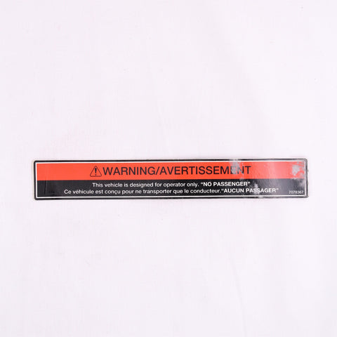Warning Decal Part Number - 7078367 For Polaris