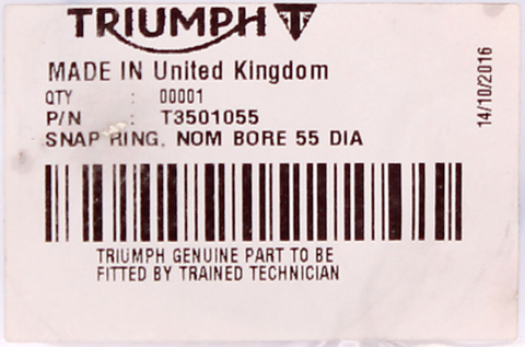 Genuine Triumph Snap Ring Part Number - T3501055