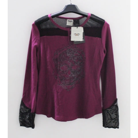 Harley-Davidson Skull & Lace Henley Shirt Large Part Number - 96058-18Vw/000L