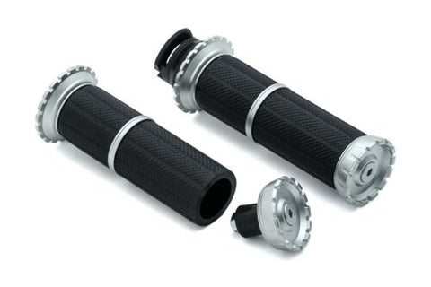 Kuryakyn Silver Riot Rubber Knurled Handlebar Hand Grips for Indian Scout
