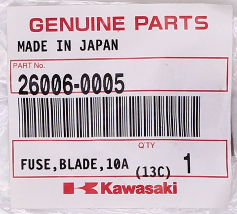 Genuine Kawasaki 10A Red Fuse Part Number - 26006-0005