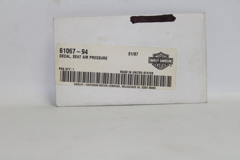 Harley-Davidson Seat Air Pressure Decal PN 61067-94