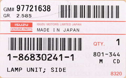 Isuzu Lamp Part Number - 97721638