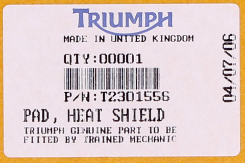 Genuine Triumph Heat Shield Pad Part Number - T2301556