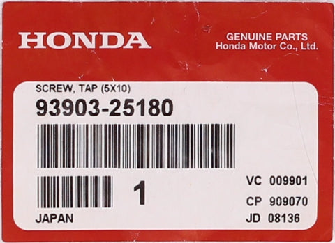 Honda SCREW, TAP (5X10) PN 93903-25180