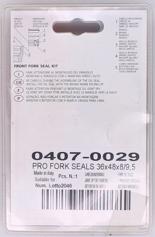 Parts Unlimited Fork Seal Kit 36X48X8/9. PN 0407-0029