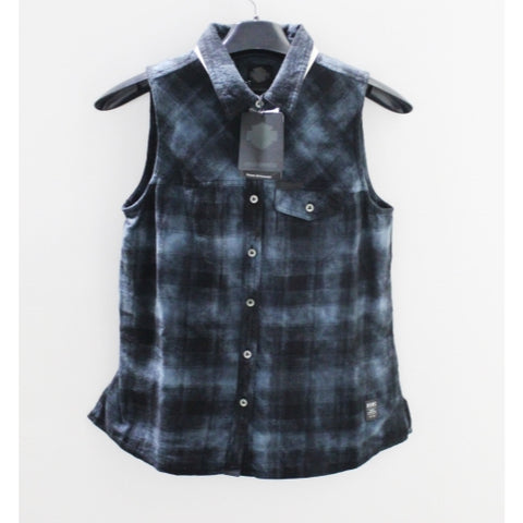 Harley-Davidson Blue & Black Plaid Shirt Size S Part Number - 96112-18Vw/000S