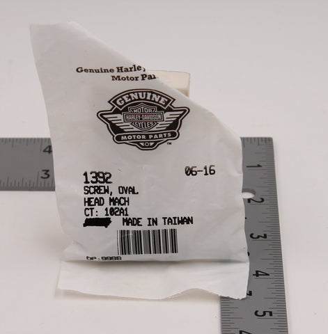 Genuine Harley-Davidson Oval Head Mach Screw PN 1392 (Pack of 6)