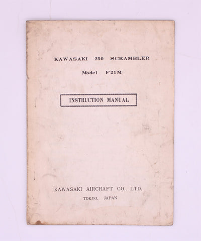 Kawasaki Instruction Manual For 1967 250 Scrambler Model F21M PN MANUAL-F21M