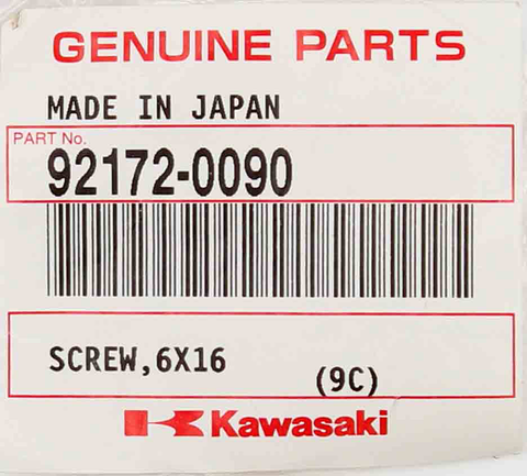 Genuine Kawasaki Screw Part Number - 92172-0090