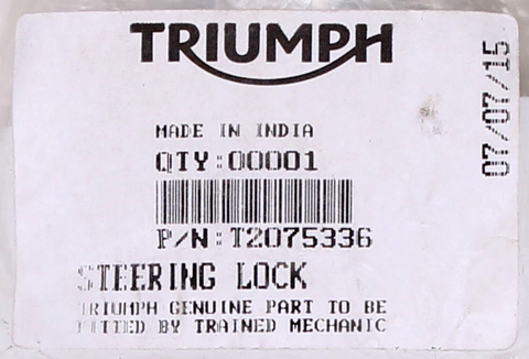 Triumph Steering Lock Part Number - T2075336