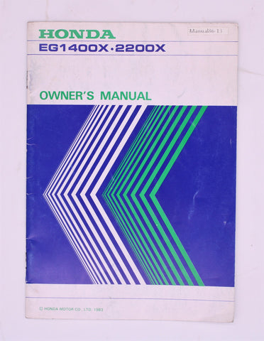 Honda EG1400X, 2200X Owner's Manual Part Number - 31ZB0010
