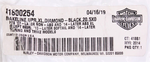 Harley-Davidson Upper XL Diamond-Black Brakeline Part Number - 41800254