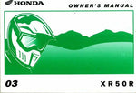 Honda Owner's Manual XR50R Part Number - 31GEL630