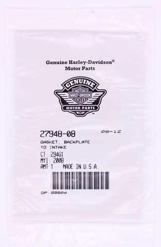 OEM HARLEY DAVIDSON GASKET BACKPLATE TO INTAKE P/N 27948-08 TOURING MODELS