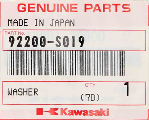 Genuine Kawasaki Washer Part Number - 92200-s019
