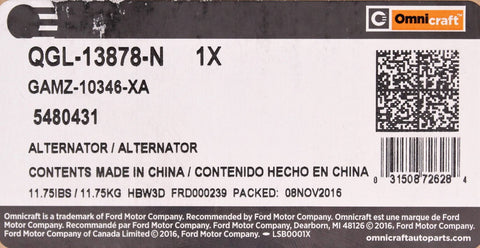 Ford Alternator Part Number - GAMZ-10346-XA