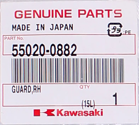 Genuine Kawasaki Right Hand Guard Part Number - 55020-0882