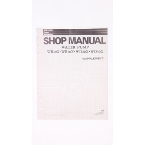 Genuine Honda Water Pump Shop Manual Supplement Part Number - 61YB410X
