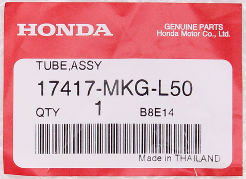 Genuine Honda Tube Assembly Part Number - 17417-MKG-L50