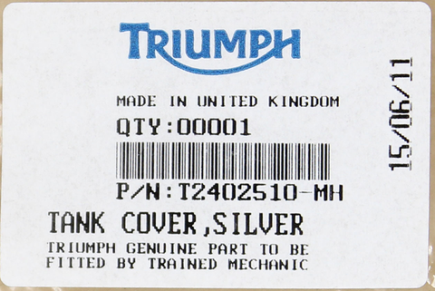 Genuine Triumph Fuel Tank Cover PN T2402510-MH