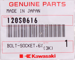 Genuine Kawasaki Socket Bolt Part Number - 120S0616