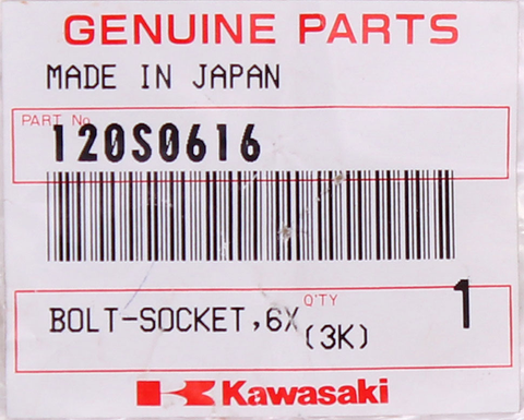 Genuine Kawasaki Socket Bolt Part Number - 120S0616