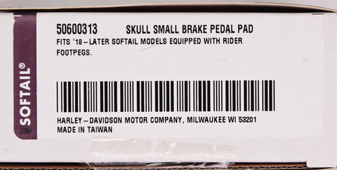 Genuine Harley-Davidson Small Brake Pedal Pad W/ Skull Kit PN 50600313