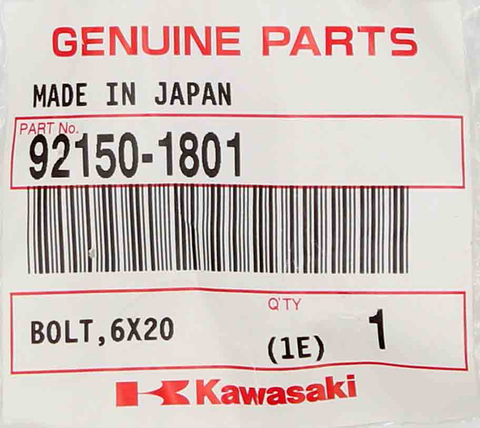 Genuine Kawasaki Bolt Part Number - 92150-1801