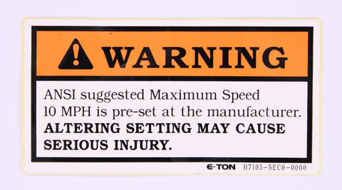Warning Label Part Number - 650995 H7105-5Ec0-0000