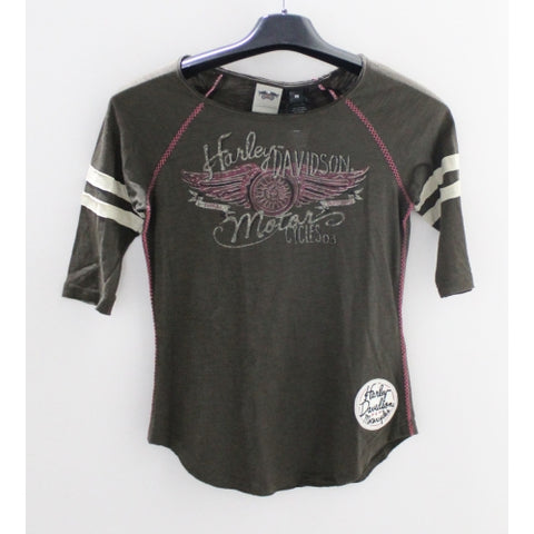 Harley-Davidson Stripe Raglan Sleeve Tee XS Part Number - 96072-17Vw/002S