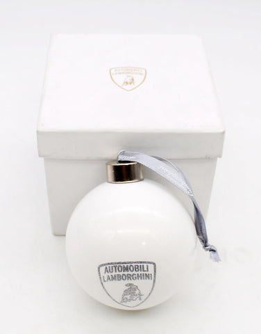 Lamborghini White/Silver Glass Christmas Bauble PN 9010434GGW080000XX