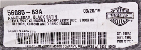 Genuine Harley-Davidson Handlebar (Satin Black) PN 56085-83A