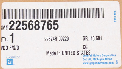 Genuine GM Front Window Glass Door Part Number - 22568765