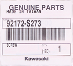 Genuine Kawasaki Screw Part Number - 92172-s273