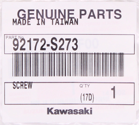 Genuine Kawasaki Screw Part Number - 92172-s273
