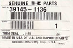 Genuine Kawasaki Seal Trim Part Number - 39145-1136