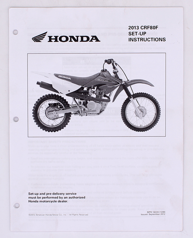 Honda 13' CRF80F Set- Up Manual Part Number - 14224
