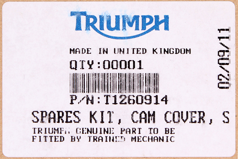 Triumph Silver Cam Cover Spares Kit PN T1260914